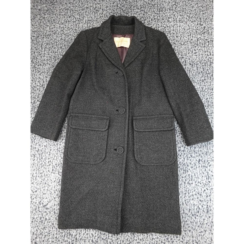 Pendleton Wool Overcoat Womens L Charcoal Gray Longline Vintage Button Coat